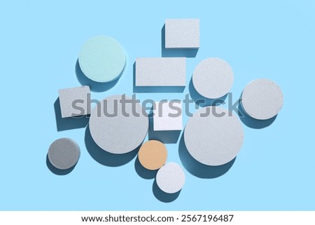 Composition with different building blocks on color background