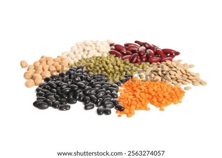 Composition with different legumes isolated on white background
