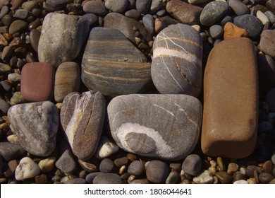 Composition of different pebbles from the beach of the Black Sea coast.