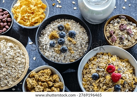 Composition with different sorts of breakfast cereal products