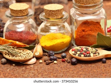 composition with different spices - Shutterstock ID 373410256