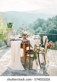 Composition Of A Dinning Table At The Outside