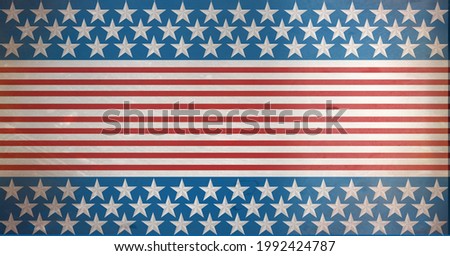 Composition of distressed american flag stars and stripes pattern. united states of america patriotism and independence concept digitally generated image.