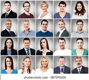 Composition of diverse people smiling