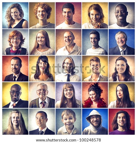 Composition of diverse people smiling