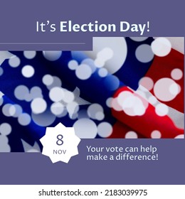 Composition of it's election day and your vote can help make a difference texts over flag of usa. Election day and celebration concept digitally generated image. - Powered by Shutterstock