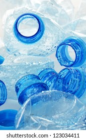 Composition with empty polycarbonate plastic bottles of mineral water