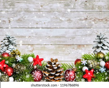 Christmas Background Pine Tree Rustic Wooden Stock Photo (Edit Now ...