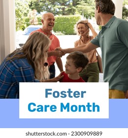 Composition of foster care month text and two caucasian couples and boy. Foster care month, family and fostering concept digitally generated image. - Powered by Shutterstock