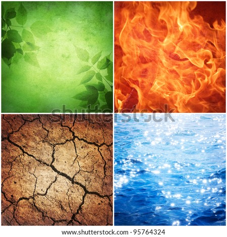composition of the four natural elements ( grunge background)