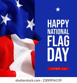 Composition of happy national flag day text over flag of usa on blue background. National flag day, patriotism and celebration concept digitally generated image. - Powered by Shutterstock
