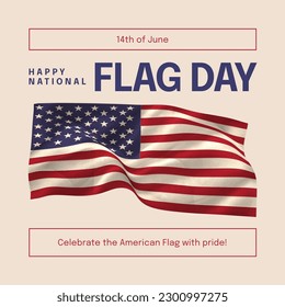 Composition of happy national flag day text over flag of usa on beige background. National flag day, patriotism and celebration concept digitally generated image. - Powered by Shutterstock