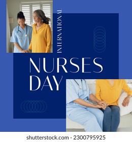 Composition of international nurses day text over biracial female nurse treating patient at home. International nurses day and celebration concept digitally generated image. - Powered by Shutterstock