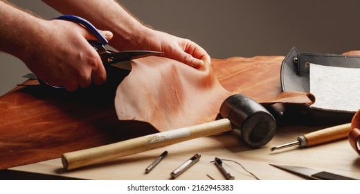 composition of isinstruments for leather processing. the process of manufacturing leather goods. - Powered by Shutterstock