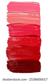 Composición de manchas de lápiz labial en varios tonos o texturas de lápiz labial sobre un fondo vacío. Producto de belleza, colores ricos y vibrantes.