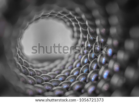 Composition from magnetic metal balls. Abstract macro loop.