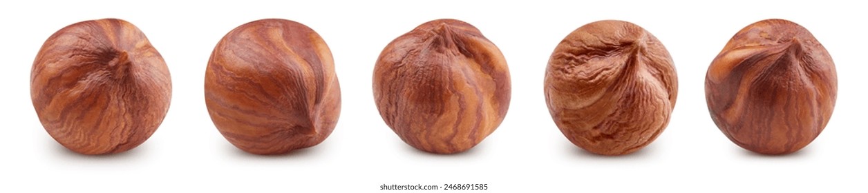Composition of many hazelnut. Hazelnut isolated on white background. Professional studio macro shooting
