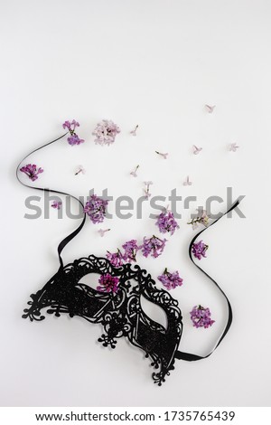 Similar – Garden flowers frame background with scissors