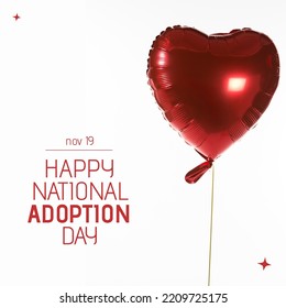 Composition of national adoption day text over heart balloon. National adoption day and celebration concept digitally generated image. - Powered by Shutterstock