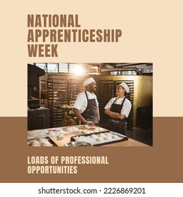 Composition of national apprenticeship week text and bakers in bakery. Apprenticeship, work and development concept. - Powered by Shutterstock