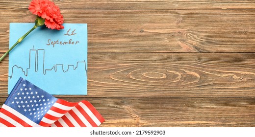 Composition for National Day Prayer   Remembrance for the Victims the Terrorist Attacks wooden background and space for text
