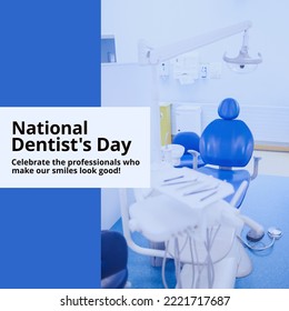 Composition of national dentist's day text and dentist's chair. National dentist's day, dentistry and tooth health concept. - Powered by Shutterstock