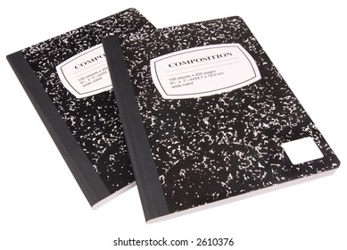 composition notebooks over white with a clipping path