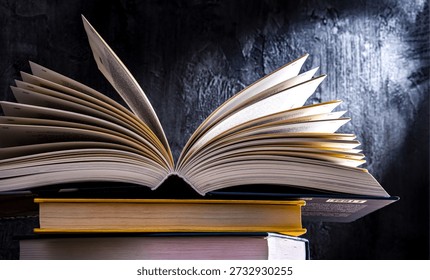 Composition with an open book.