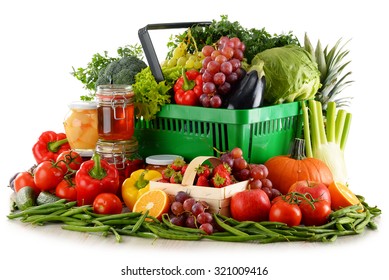 Composition with organic food isolated on white background. Balanced diet - Shutterstock ID 321009416