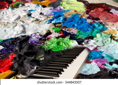composition with piano keyboard