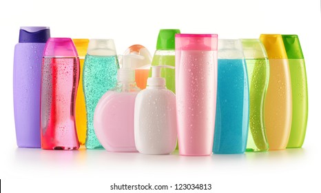 Composition With Plastic Bottles Of Body Care And Beauty Products