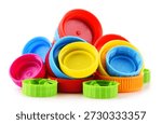 Composition with plastic bottles caps.