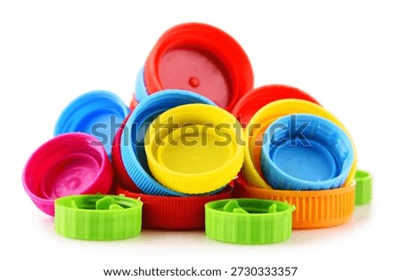 Composition with plastic bottles caps.