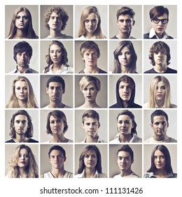 Composition Of Portraits Of Different Young People