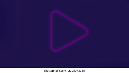 Composition of purple neon play icon over purple background. Global social media, digital interface and data processing concept digitally generated image. - Powered by Shutterstock