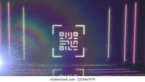 Composition of qr code with light trails and spots on black background. Global technology and data processing concept digitally generated image. - Powered by Shutterstock - Get 15% off with code: PIKWIZARD15