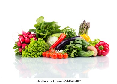 Composition With Raw Vegetables Isolated On White