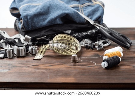The composition reflects the world of tailoring, handmade fashion, and creative craftsmanship. Ideal for illustrating sewing themes, needlework, garment making, and textile arts in blogs, e-commerce.