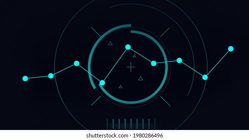 Composition of scope scanning and network of connections on screen. global technology and digital interface concept digitally generated image.