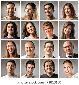 Composition of smiling people - Shutterstock ID 91813130