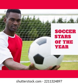 Composition of soccer stars of the year text over african american footballer with ball. Football, soccer, sports and competition concept. - Powered by Shutterstock
