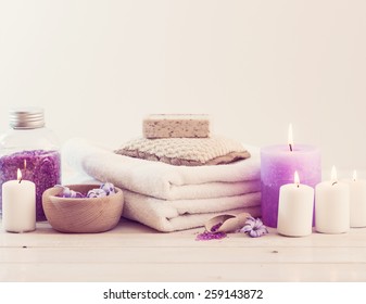 Composition of spa treatment on the white wooden table - Powered by Shutterstock