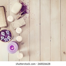 Composition of spa treatment on the white wooden table - Powered by Shutterstock