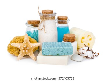 Composition Of Spa And Wellness Products Isolated On White Background