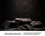 a composition of stones with a texture for a podium background