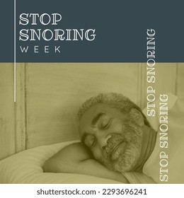 Composition of stop snoring week text over biracial man sleeping in bed. Stop snoring week, sleep and health concept digitally generated image. - Powered by Shutterstock
