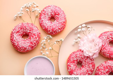 Various Decorated Doughnuts Motion Falling On Stock Photo (Edit Now ...