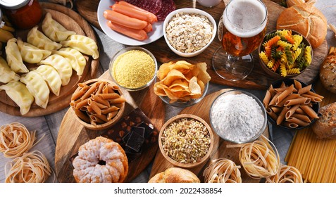 Composition With Variety Of Food Products Containing Gluten.