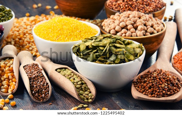 Composition Variety Vegetarian Food Ingredients Stock Photo 1225495402 ...