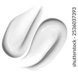 Composition of white cream smears on an empty background. Skincare product, smooth textures.